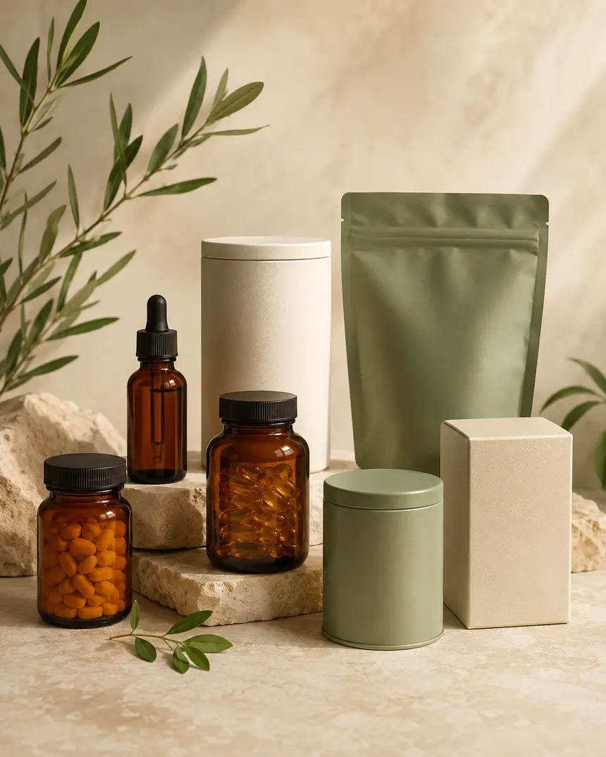 Selectie van vitaminen, omega-3, collageen, matcha en kruidenthee van Puur Botanica